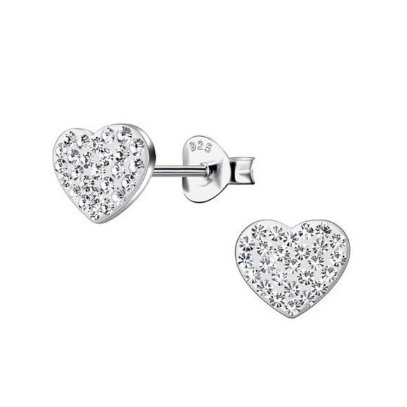 Silver Heart Stud Earrings - Picture 1 of 1